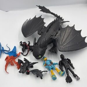 Disney Black Dragon and Colorful Action Figures Set